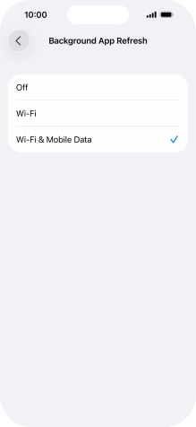 To turn off background refresh of apps, press Off. To turn off background refresh of apps, press Off.