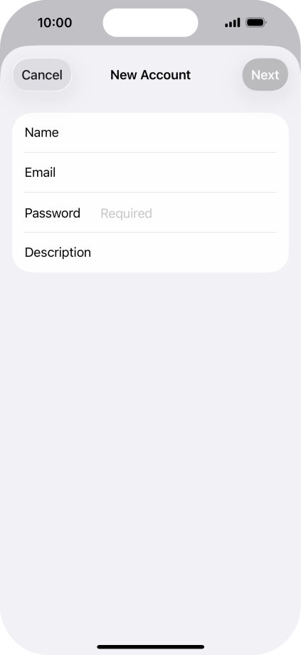 Press Password and key in the password for your email account. Press Password and key in the password for your email account.