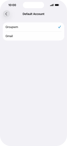 Press the required email account to select the email account as your default account. Press the required email account to select the email account as your default account.
