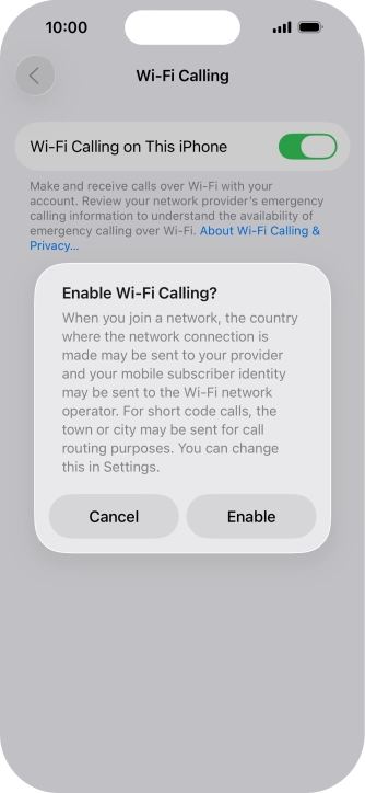If you turn on the function, press Enable. If you turn on the function, press Enable.