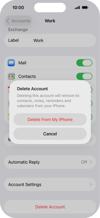 Press Delete from My iPhone. Press Delete from My iPhone.
