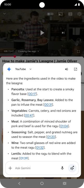 The answer from Gemini to your question is displayed. The answer from Gemini to your question is displayed.