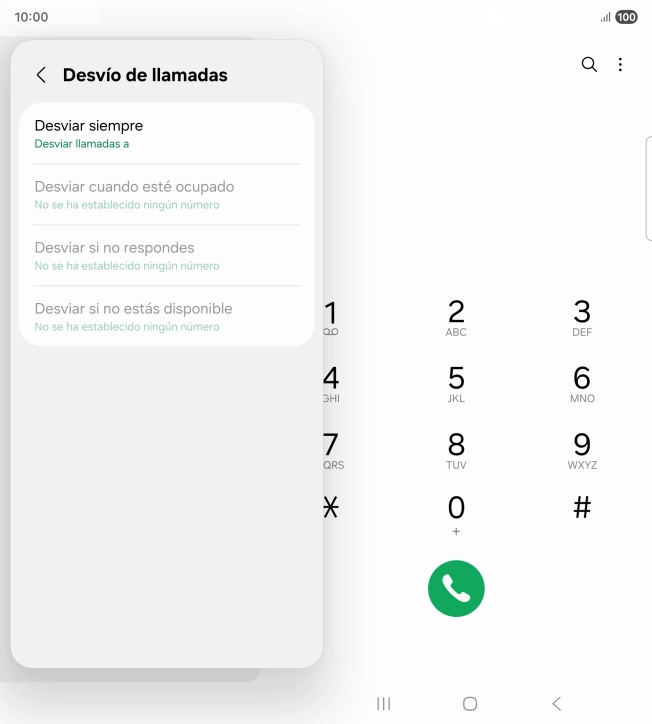 Pulsa el tipo de desvío deseado. Pulsa el tipo de desvío deseado.