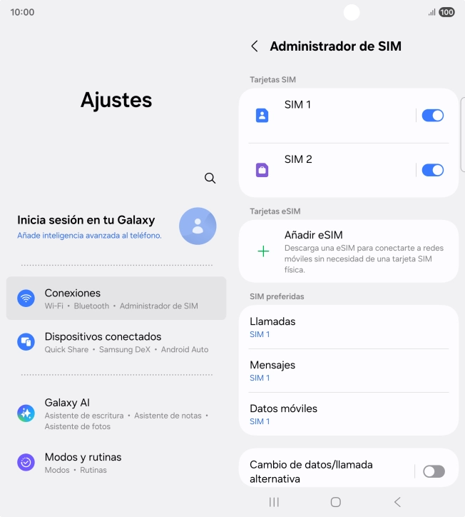 Pulsa la SIM de la línea móvil deseada. Pulsa la SIM de la línea móvil deseada.