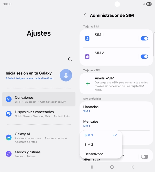 Pulsa el ajuste deseado. Pulsa el ajuste deseado.