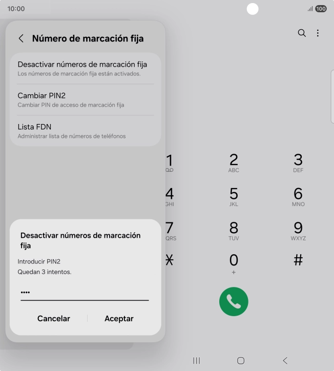 Introduce el código PIN2 y pulsa Aceptar. Introduce el código PIN2 y pulsa Aceptar.