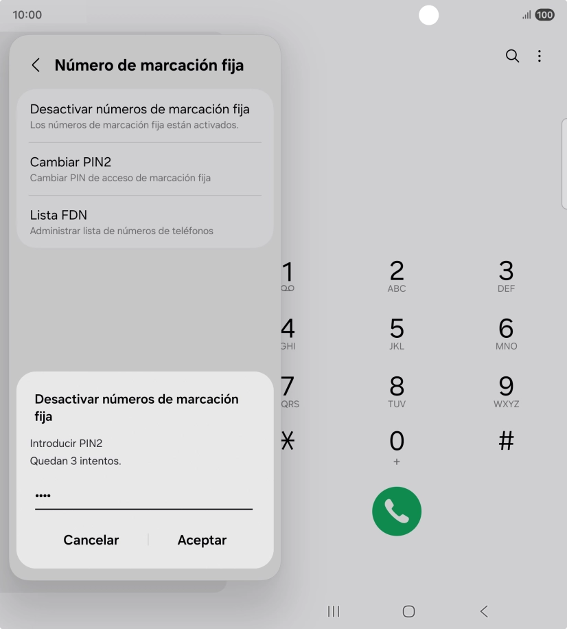 Introduce el código PIN2 y pulsa Aceptar. Introduce el código PIN2 y pulsa Aceptar.