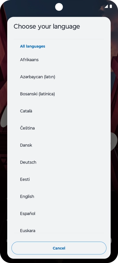 Press the required language. Press the required language.