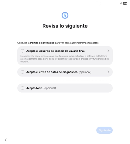 Pulsa en el campo junto a los ajustes deseados para seleccionarlos. Pulsa en el campo junto a los ajustes deseados para seleccionarlos.