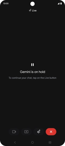 To resume the conversation, press the resume icon. To resume the conversation, press the resume icon.
