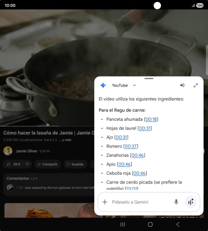 La respuesta de Gemini a tu pregunta se visualiza ahora en la pantalla. La respuesta de Gemini a tu pregunta se visualiza ahora en la pantalla.