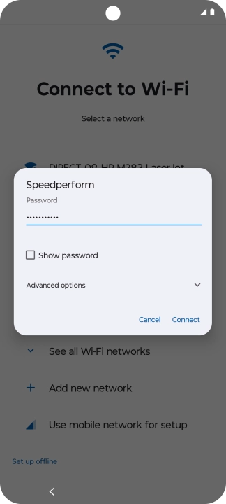 Key in the password for the Wi-Fi network and press Connect. Key in the password for the Wi-Fi network and press Connect.