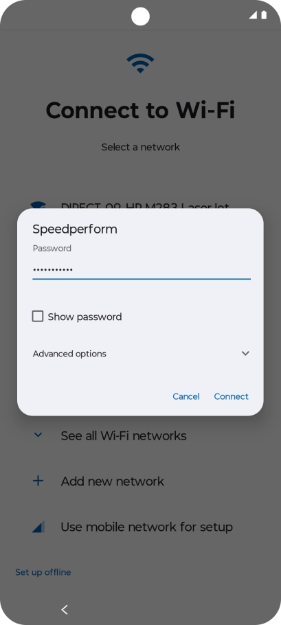 Key in the password for the Wi-Fi network and press Connect. Key in the password for the Wi-Fi network and press Connect.