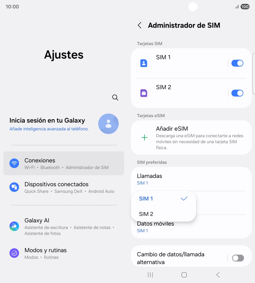 Pulsa la SIM de la línea móvil deseada. Pulsa la SIM de la línea móvil deseada.