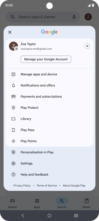 Press Manage apps and device. Press Manage apps and device.