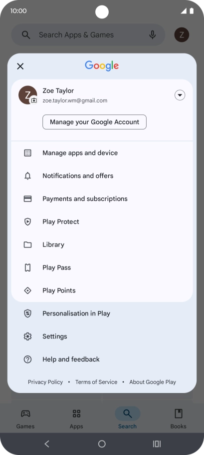 Press Manage apps and device. Press Manage apps and device.