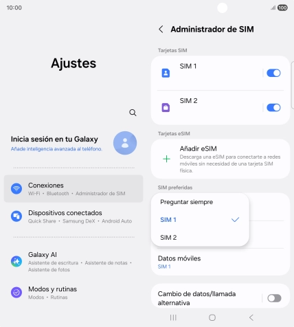 Pulsa el ajuste deseado. Pulsa el ajuste deseado.