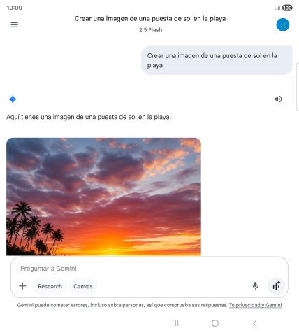 También puedes pedir a Gemini que genere una fotografía partiendo de tu descripción. También puedes pedir a Gemini que genere una fotografía partiendo de tu descripción.
