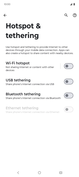 Press Wi-Fi hotspot. Press Wi-Fi hotspot.