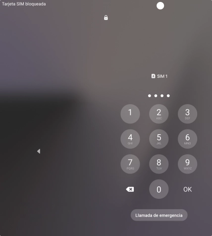 Si es necesario desbloquear la tarjeta SIM, introduce el código PIN y pulsa OK. Si es necesario desbloquear la tarjeta SIM, introduce el código PIN y pulsa OK.