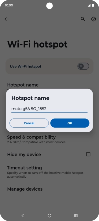 Key in the required Wi-Fi hotspot name and press OK. Key in the required Wi-Fi hotspot name and press OK.