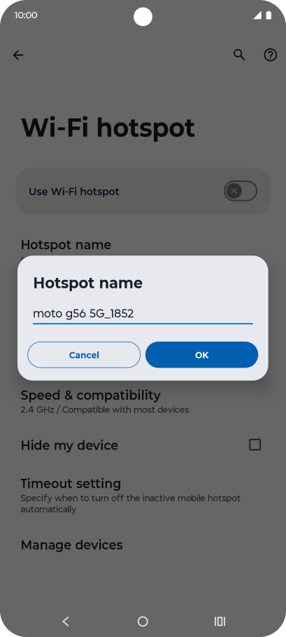 Key in the required Wi-Fi hotspot name and press OK. Key in the required Wi-Fi hotspot name and press OK.
