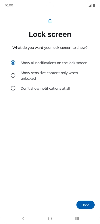 Press the required setting. Press the required setting.