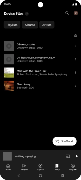 Press the required audio file. Press the required audio file.
