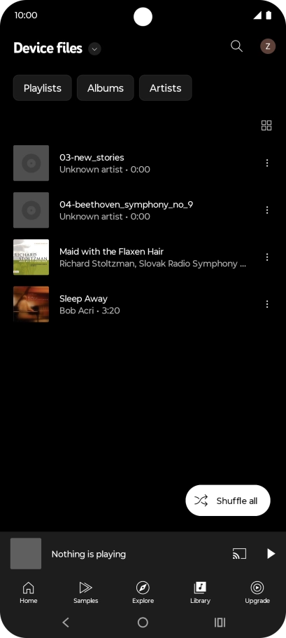 Press the required audio file. Press the required audio file.
