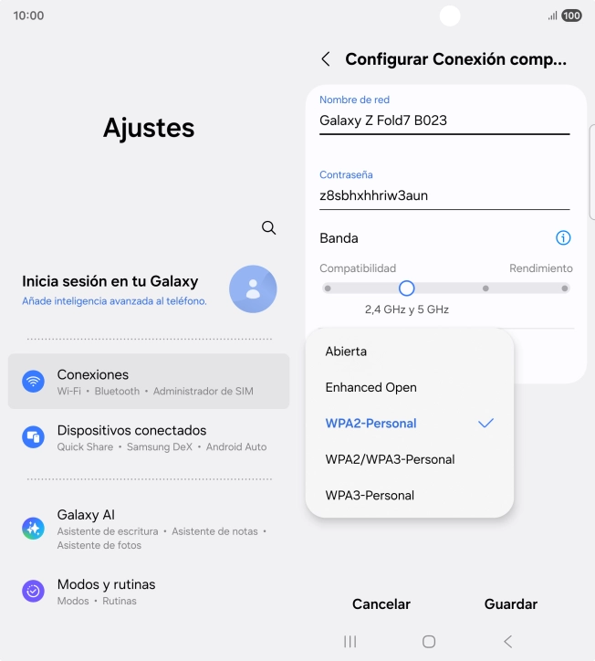 Pulsa WPA3-Personal para proteger la conexión wifi con una contraseña. Pulsa WPA3-Personal para proteger la conexión wifi con una contraseña.