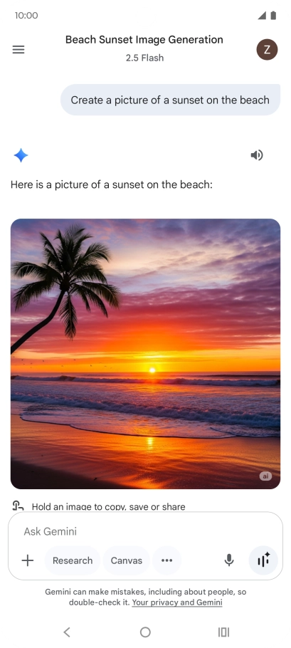 You can also ask Gemini to generate a picture based on your description. You can also ask Gemini to generate a picture based on your description.