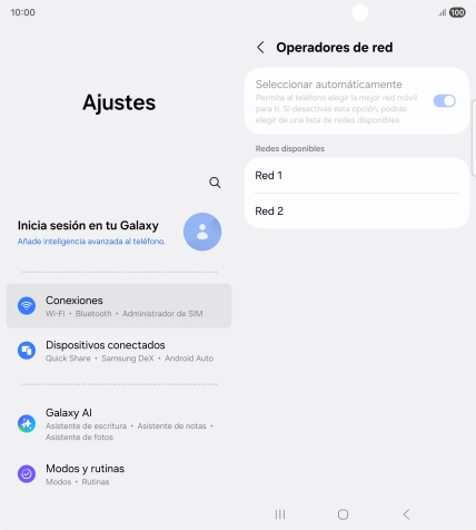 Pulsa la red deseada. Pulsa la red deseada.