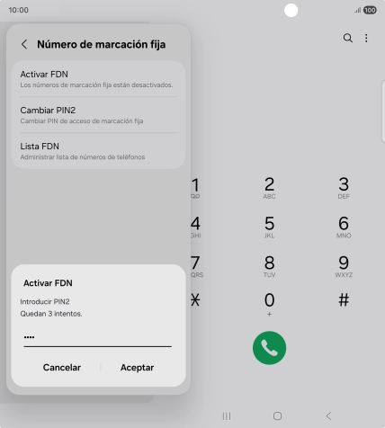 Introduce el código PIN2 y pulsa Aceptar. Introduce el código PIN2 y pulsa Aceptar.