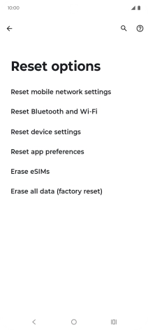 Press Erase all data (factory reset). Press Erase all data (factory reset).