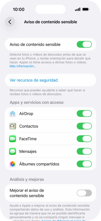 Pulsa el indicador junto a las aplicaciones deseadas para activar o desactivar la función. Pulsa el indicador junto a las aplicaciones deseadas para activar o desactivar la función.