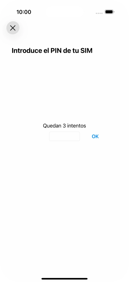 Si es necesario desbloquear la tarjeta SIM, introduce el código PIN y pulsa OK. Si es necesario desbloquear la tarjeta SIM, introduce el código PIN y pulsa OK.