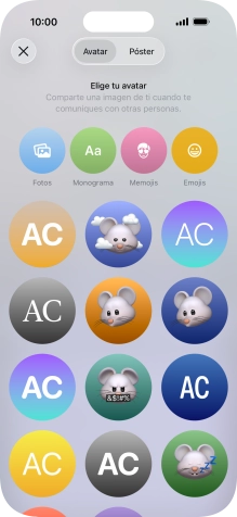 Pulsa una categoría y sigue las indicaciones de la pantalla para seleccionar y configurar la imagen o fotografía deseada para tu póster de contacto. Pulsa una categoría y sigue las indicaciones de la pantalla para seleccionar y configurar la imagen o fotografía deseada para tu póster de contacto.