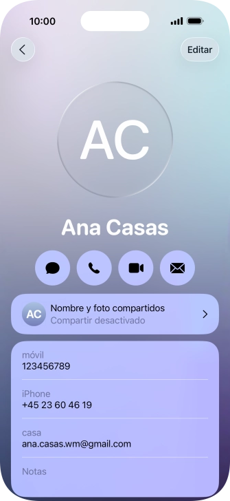 Pulsa Nombre y foto compartidos. Pulsa Nombre y foto compartidos.