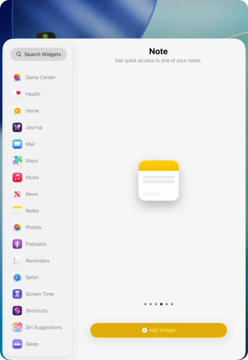 Press Add Widget. Press Add Widget.