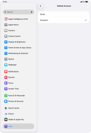 Press the required email account to select the email account as your default account. Press the required email account to select the email account as your default account.
