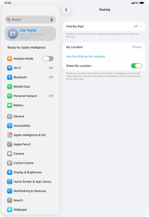 Press Find My iPad. Press Find My iPad.