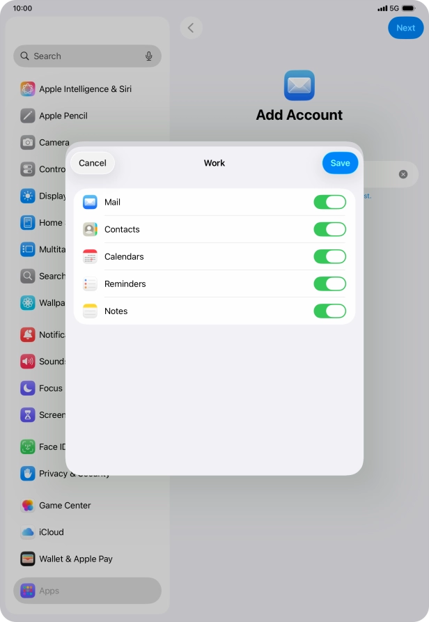 Press the indicators next to the required data types to turn synchronisation of each data type on or off. Press the indicators next to the required data types to turn synchronisation of each data type on or off.
