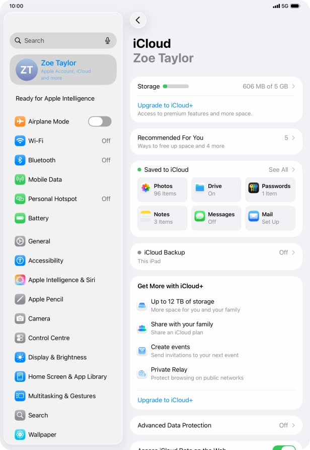 Press iCloud Backup. Press iCloud Backup.