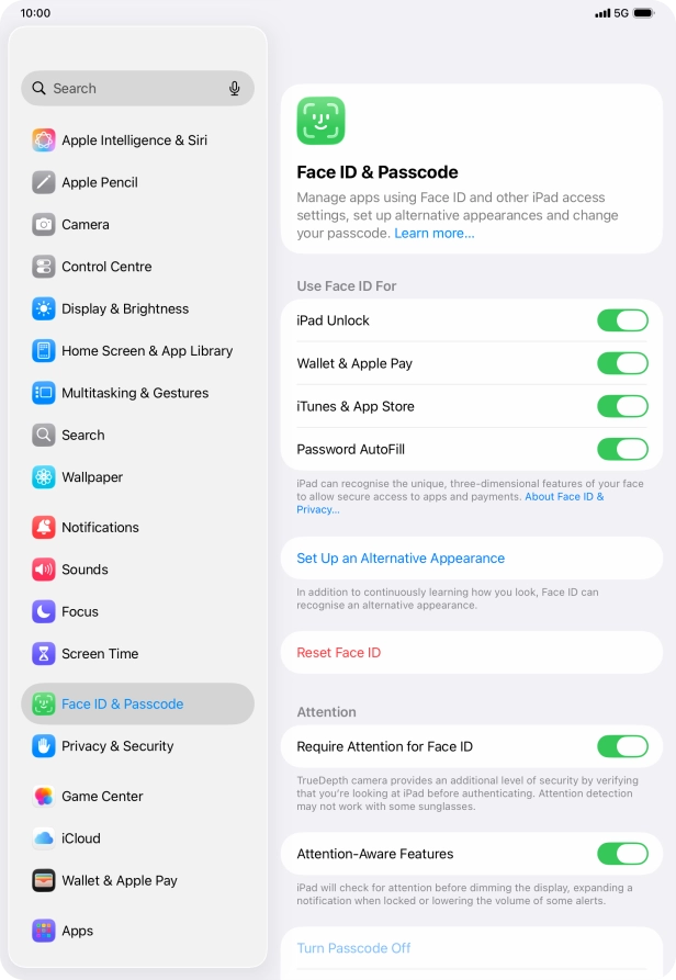 Press the indicators next to the required settings to turn them on or off. Press the indicators next to the required settings to turn them on or off.