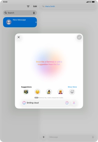 Write in your own words what you would like your Genmoji to look like, and press arrow up. Write in your own words what you would like your Genmoji to look like, and press arrow up.