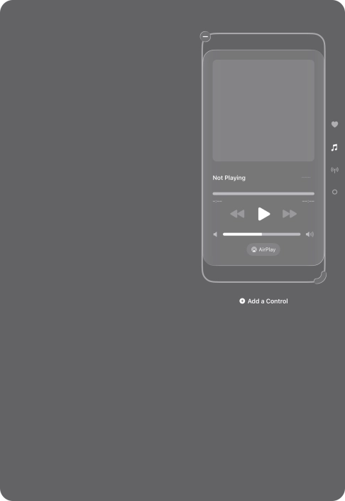 Press the remove icon on the required function to remove it from Control Centre. Press the remove icon on the required function to remove it from Control Centre.