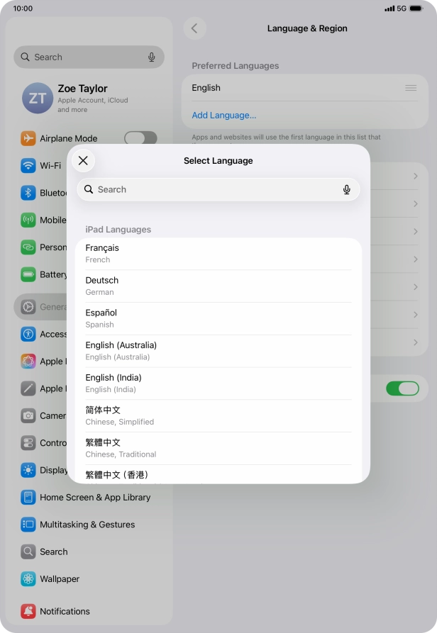 Press the required language. Press the required language.