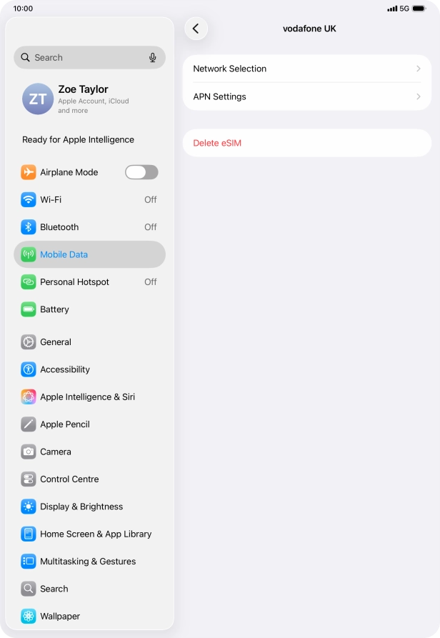 Press Delete eSIM. Press Delete eSIM.