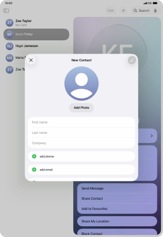 Press First name and key in the first name. Press First name and key in the first name.
