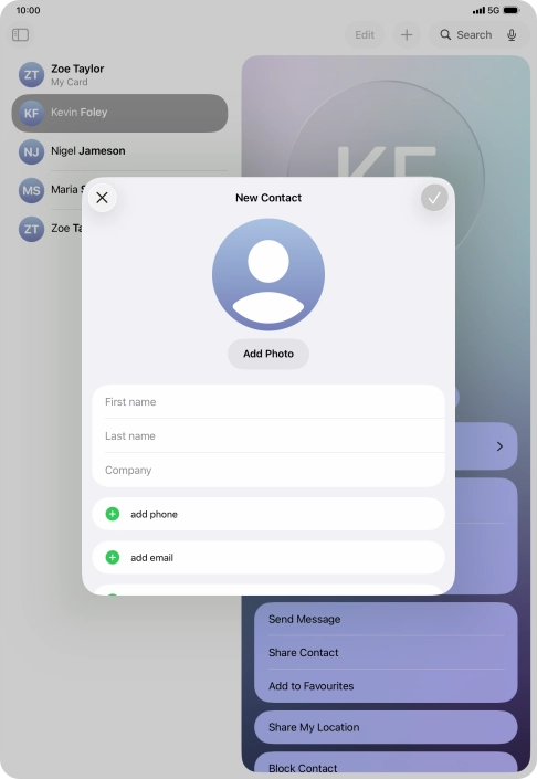 Press First name and key in the first name. Press First name and key in the first name.